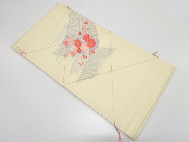 未使用品　熨斗に草花模様織り出し　名古屋帯